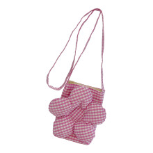 Candy Grid Crossbody Purse Breathable Canvas Satchel Daily-Pink