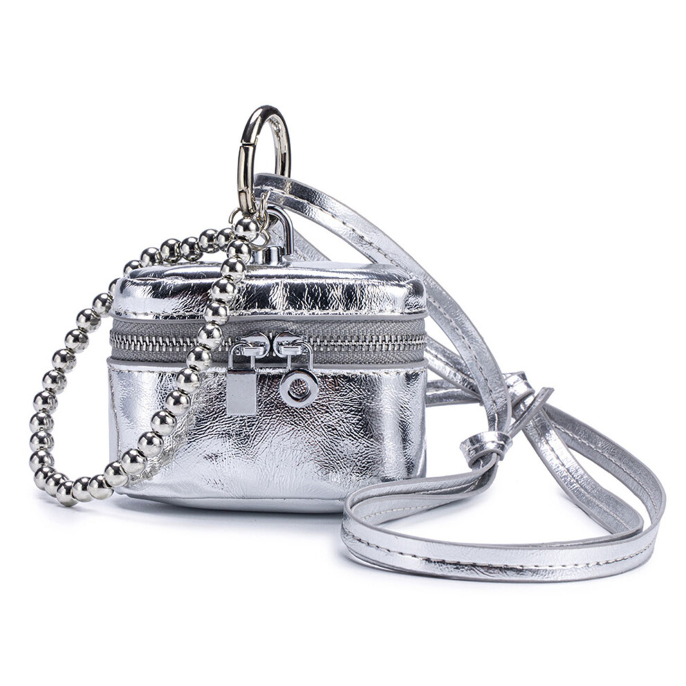Adorable Small Wallet Key Holder Coin Bag Leather-Silver