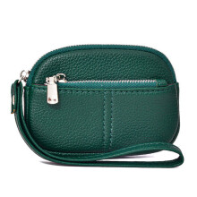 Leder-Armband-Geldbörsen für Damen, Reißverschluss,-Dunkelgrün