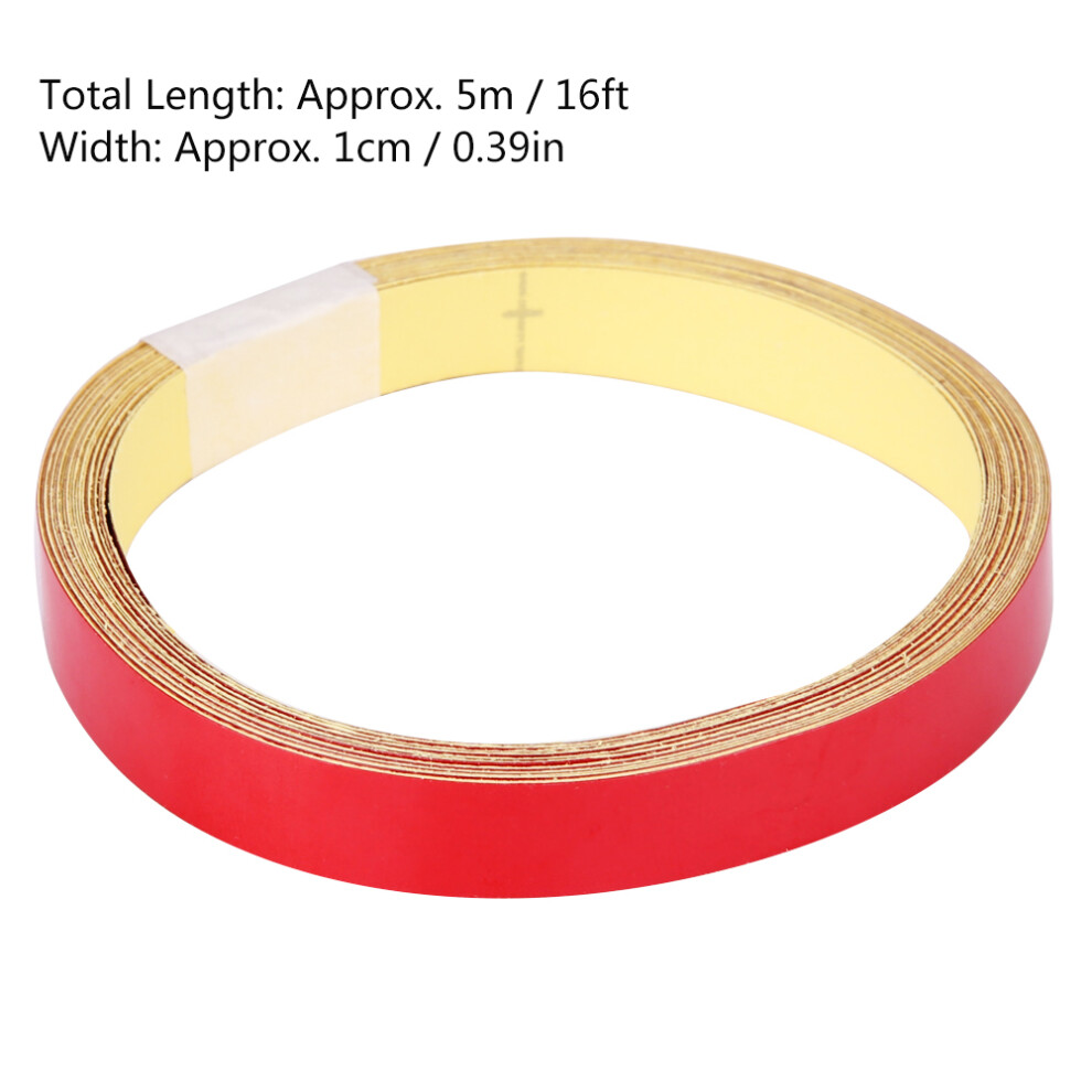 5M Reflective Warning Tape For Cars Motorcycles Vehicles 1Cm Wide Decal Red 8361362841178