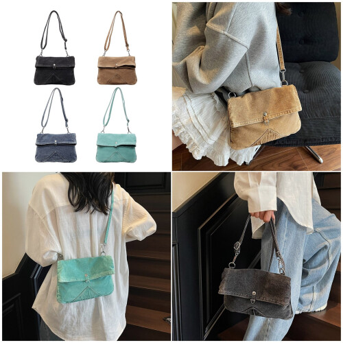 Multi Pocket Unisex Jeans Messengers Bag Washed Jeans-Blue 2