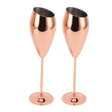 Champagnerflöten in Roségold für Hochzeitsfeiern, temperaturerhaltende, bruchsichere Edelstahl-Champagnerflöten mit langem Stiel, elegantes