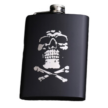 Eleganter Flachmann, perfekt für Outdoor-Abenteuer, aus robustem Edelstahl, auslaufsicher, personalisiertes Geschenk für ihn, 237 ml, mattschwarz