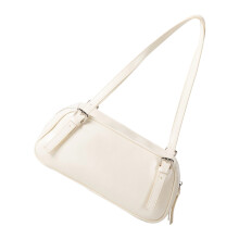 Trendy PU Handbag Glossy Finish Underarm Bag Shoulder-White