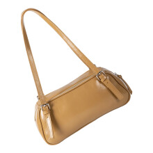 Fashionable PU Shoulder Bag with Spacious Interior-apricot