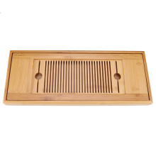 Bandeja portátil de bambu, à prova d'água, para servir chá com elegância no estilo Gongfu, com acabamento requintado (38*15cm)