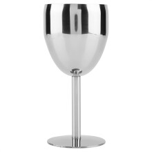Taça de vinho em aço inoxidável brilhante que realça o aroma, ideal para manter a temperatura da bebida, perfeita para atividades ao ar livre,