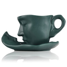 Ensemble de tasses à café en céramique au design romantique, tasse en porcelaine à décor unique représentant un visage humain avec un émail