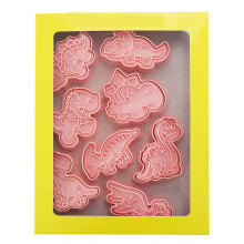 Dinosaur-kakeutstikkersett for festdekorasjoner, kakeformer, DIY-bakeverktøy, matkvalitets plastkakestempel, multifunksjonell baking og leire til lek
