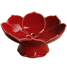 Exquisito plato de postre, frutero de cerámica natural, cuenco decorativo con pie en forma de loto único para mostrador de cocina o sala de estar,