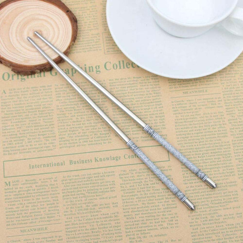 Κομψά Chopsticks από ανοξείδωτο ατσάλι με στροβιλισμό, ανθεκτικά αντιολισθητικά 2