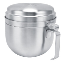 Tigela para macarrão em aço inoxidável com tampa, utensílio de mesa ecológico com alça resistente ao calor e design à prova de derramamento,