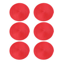 Jogo americano redondo resistente com design trançado, conjunto de seis peças, cor sólida, 38 cm de diâmetro, durável.