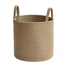 Panier à linge respirant et durable, panier de rangement en matériau non toxique avec tressage rond, panier en jute tressé avec poignée pour