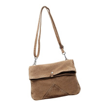 Moderne noodlijdende blauwe jeans crossbody portemonnee-bruin