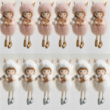 (White 6pcs   pink 6pcs) Charming Angel Round-Bellied Deer Antler Dolls,White & Pink Christmas Ornaments  for Tree, Wedding, Valentine's Day &