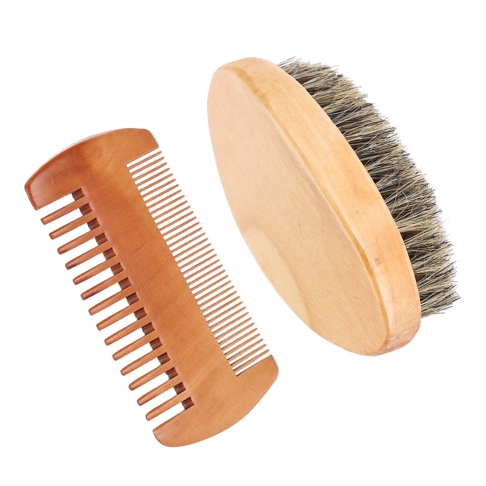 Oval Men's Beard & Mustache Grooming Brush and Comb for Facial Care
