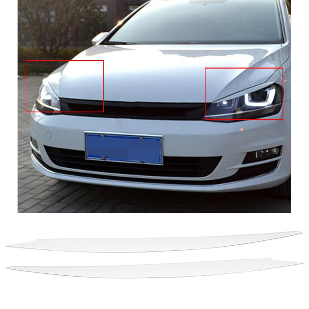 Pair Headlight Eyebrow Eyelids Trim Cover For Golf 7 Gti 2013-2018 White 9391362845431