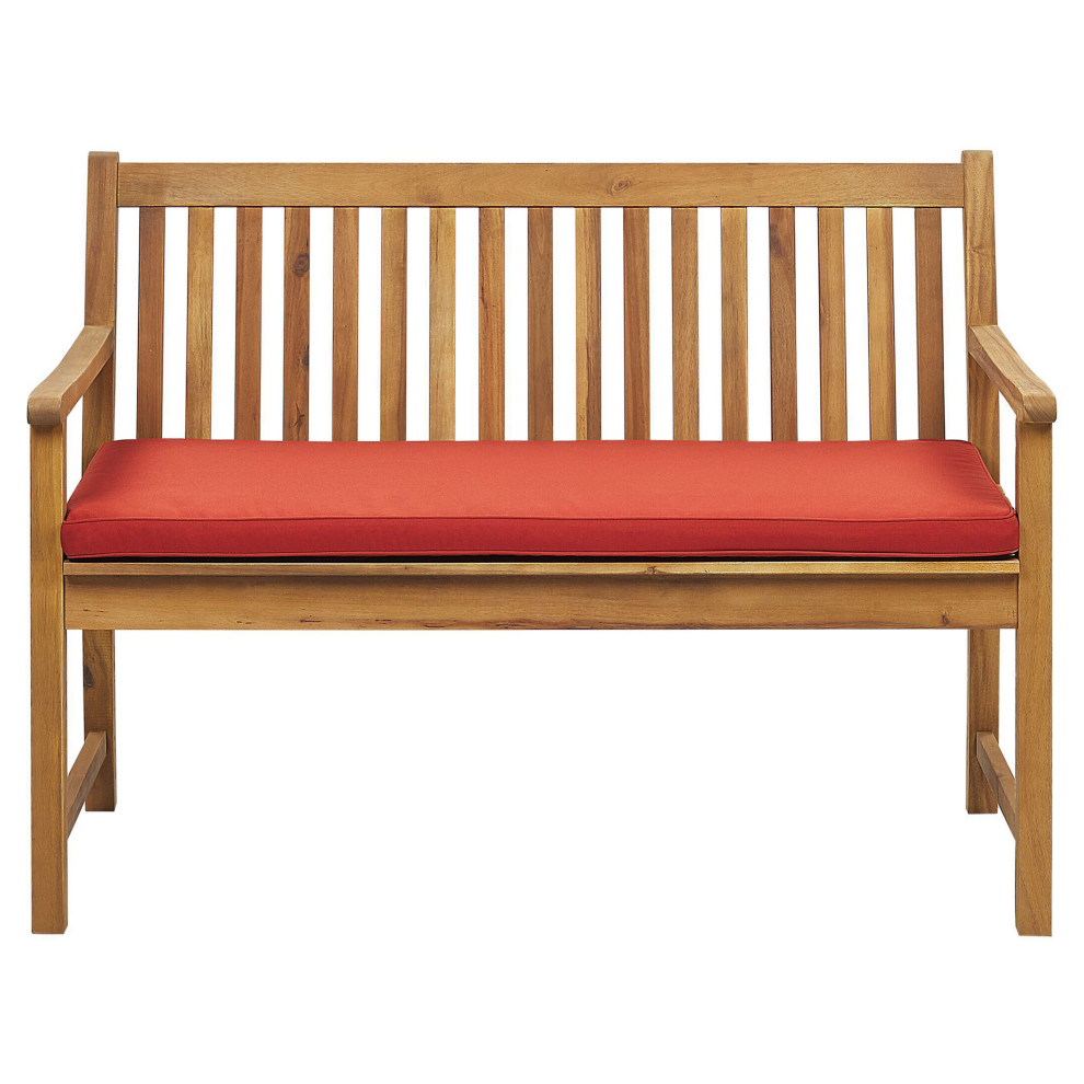 Garden Bench with Cushion VIVARA 120 cm Certified Acacia Wood Dark Red-image-OPC-P8S5Q2C-NEW