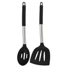 Ustensile de bucătărie din silicon, set de ustensile de gătit rezistente la căldură pentru vase de gătit antiaderente, depozitare convenabilă