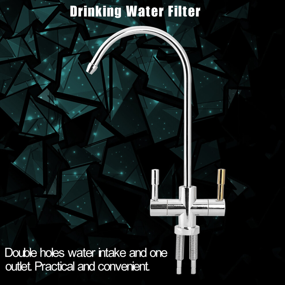 Chrome^Finish 1/4'' Double Holes Sink Tap With Ro Water Purification System 9311362846658