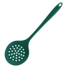 Eendelige siliconen lepel met sleuf, geschikt voor gebruik in de keuken, hittebestendig kookgereedschap met ophanggat voor eenvoudige opberging.
