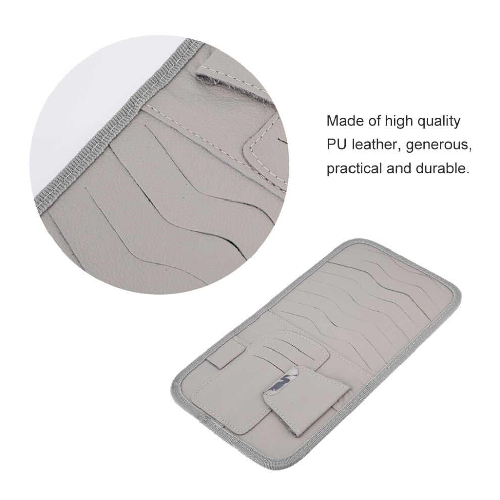 Multifunction Pu Leather Car Sun Visor Cd Organizer 29X15cm Gray 4661362848882