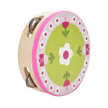 Kids 15cm Wooden Tambourine Hand Drum Bell Handheld Percussion Toy Gift