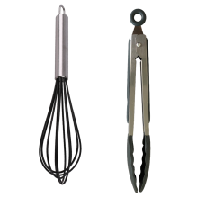 Küchenzange aus Edelstahl, ergonomisch geformt für optimale Kontrolle, hitzebeständig und mit kratzfesten Silikonspitzen für sicheres Kochen,