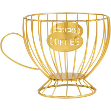 Kaffeekapsel-Organizer-Korb aus robustem Metall, wasser- und rostbeständige Beschichtung, für Küchentheke, Kaffeebar, offenes Design, platzsparend.