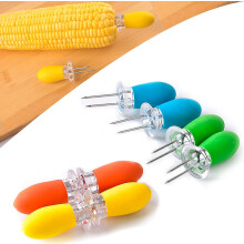 Furculițe versatile pentru știuleți de porumb, suporturi din oțel inoxidabil pentru porumb cu inserție ușoară, mânere din silicon multicolor