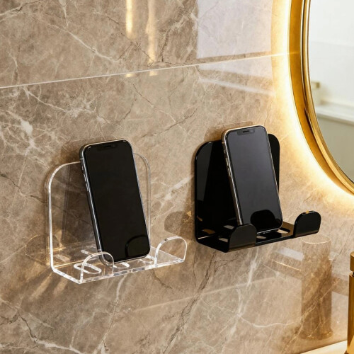Double Phone Wall Bracket Space Saving Storage Stand For-Clear 1