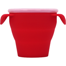 Recipiente dobrável de silicone para lanches com tampa removível, copo de silicone à prova de derramamento para bebês e crianças pequenas, tampa