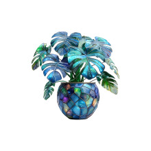 Potted Plant Pattern Stained Acrylic Hanging Sign For Garden-01