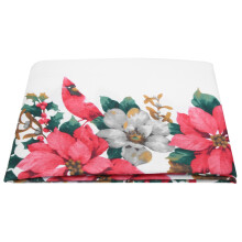 Holiday Season Decorative Christmas Tablecloth Waterproof Flannel Backed Vinyl Poinsettia Holly Berries Print Dining Table Cover Banquet Decoration Pr