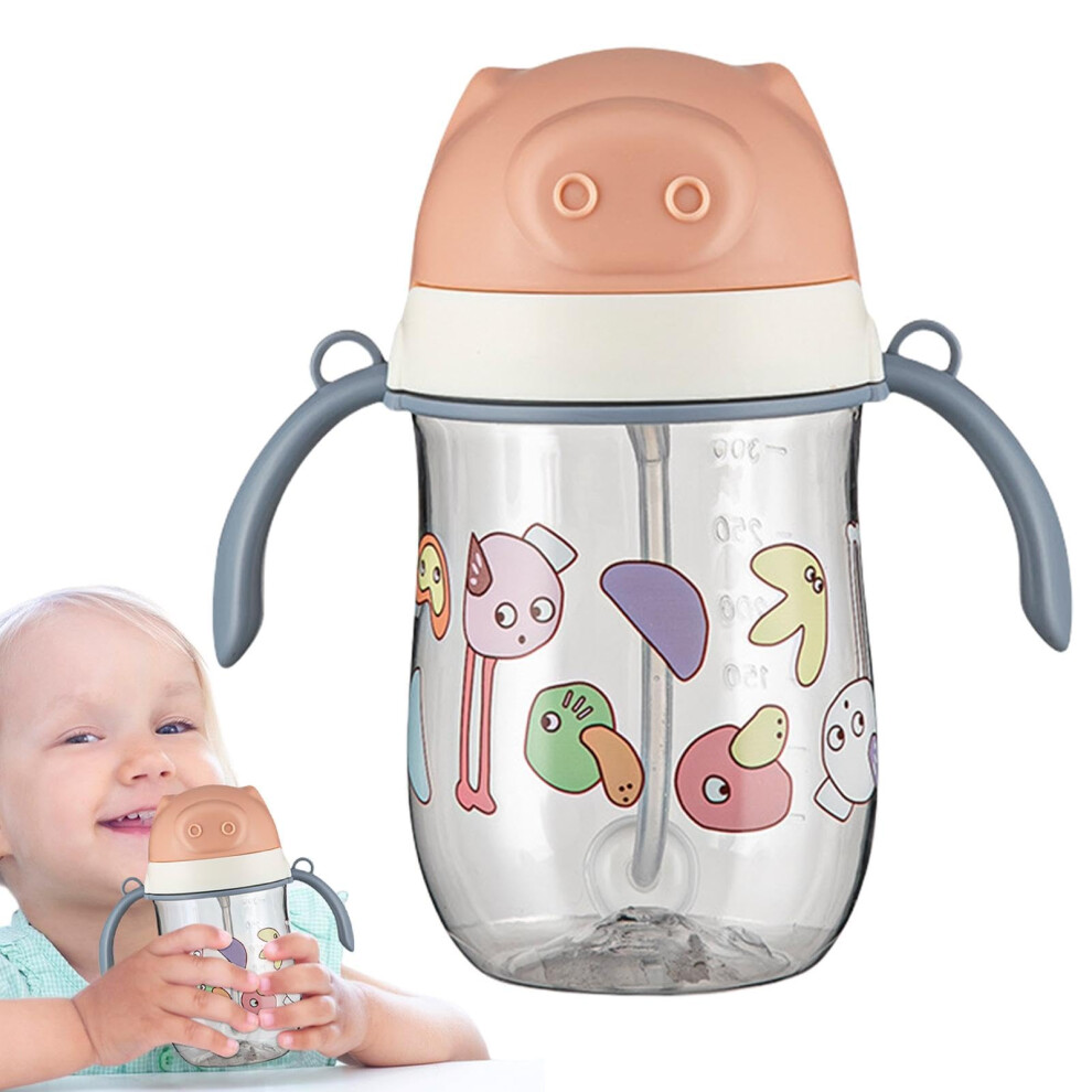 Learning Cup 280Ml Portable Baby Sippy Cup With Double Seal, Cartoon Design, For Travel Camping Car Home Pink