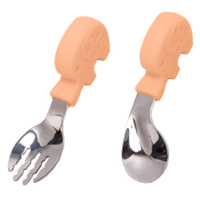 Kleinkindbesteck mit Silikongriff für sicheren Halt, BPA-frei, kindersicheres Design, hochwertiger Edelstahl 304, spülmaschinenfest, für Kinder ab