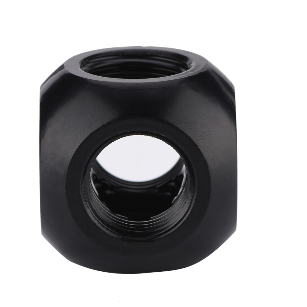 G1/4" Metal 4-Way Spherical Tube Connector For Pc Water Cooling Black 4111362853503