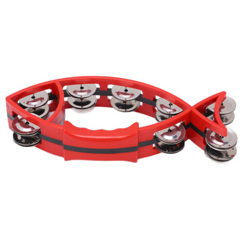 Hand Tambourine Bell Smooth Fish Shaped Double Row