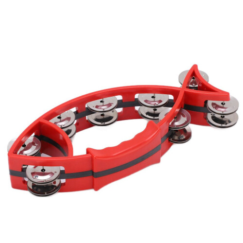 Hand Tambourine Bell Smooth Fish Shaped Double Row 1