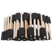 50 Stück Schaumstoffpinsel, schwarzer Schwamm, Holzgriff, Farbe