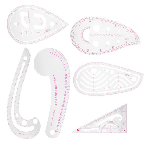 6Pcs Curve Ruler Multi Function Plastic Vary Form