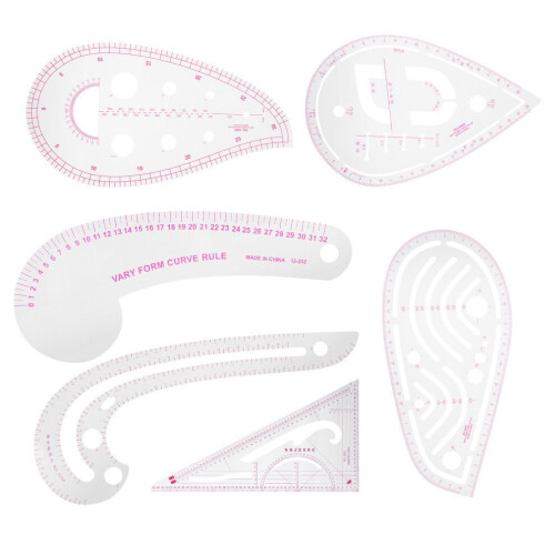 6Pcs Curve Ruler Multi Function Plastic Vary Form 1