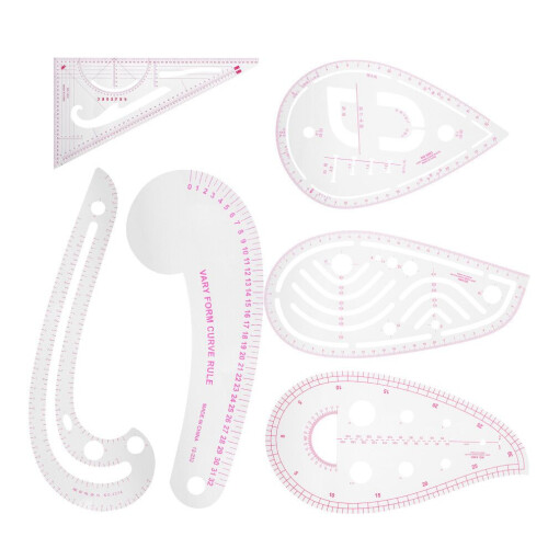 6Pcs Curve Ruler Multi Function Plastic Vary Form 2