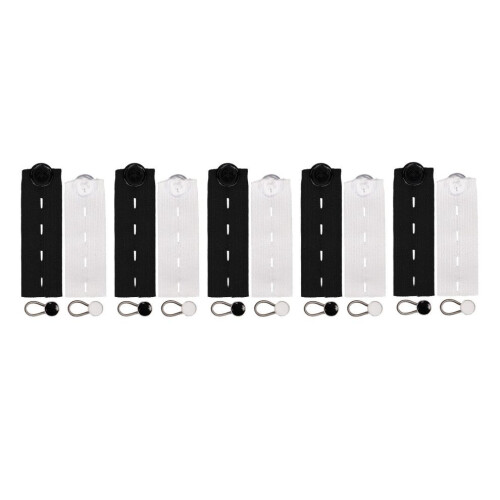 Ensemble de 20 boutons d'extension avec 10 élastiques de taille