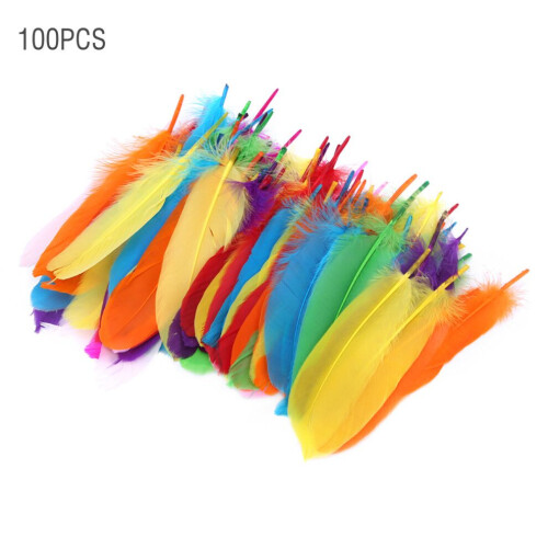 100 plumas de colores para manualidades.