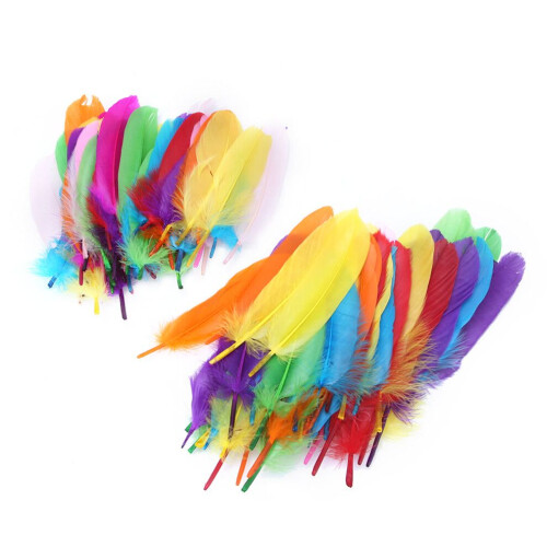 100 plumas de colores para manualidades. 2