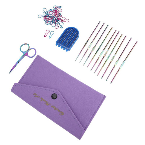 10Pcs Crochet Hooks 5Pcs Yarn Needles 1Pcs 1