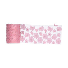 Tule rollen met bloemenmotief, 10 cm breed, 10 meter lang, premium polyester.