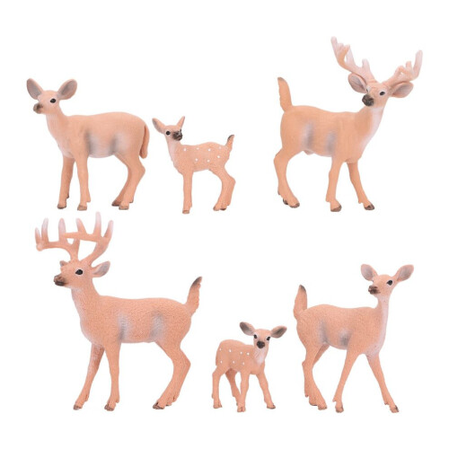 6-teiliges Set lebensechter Weißwedelhirsch-Figuren